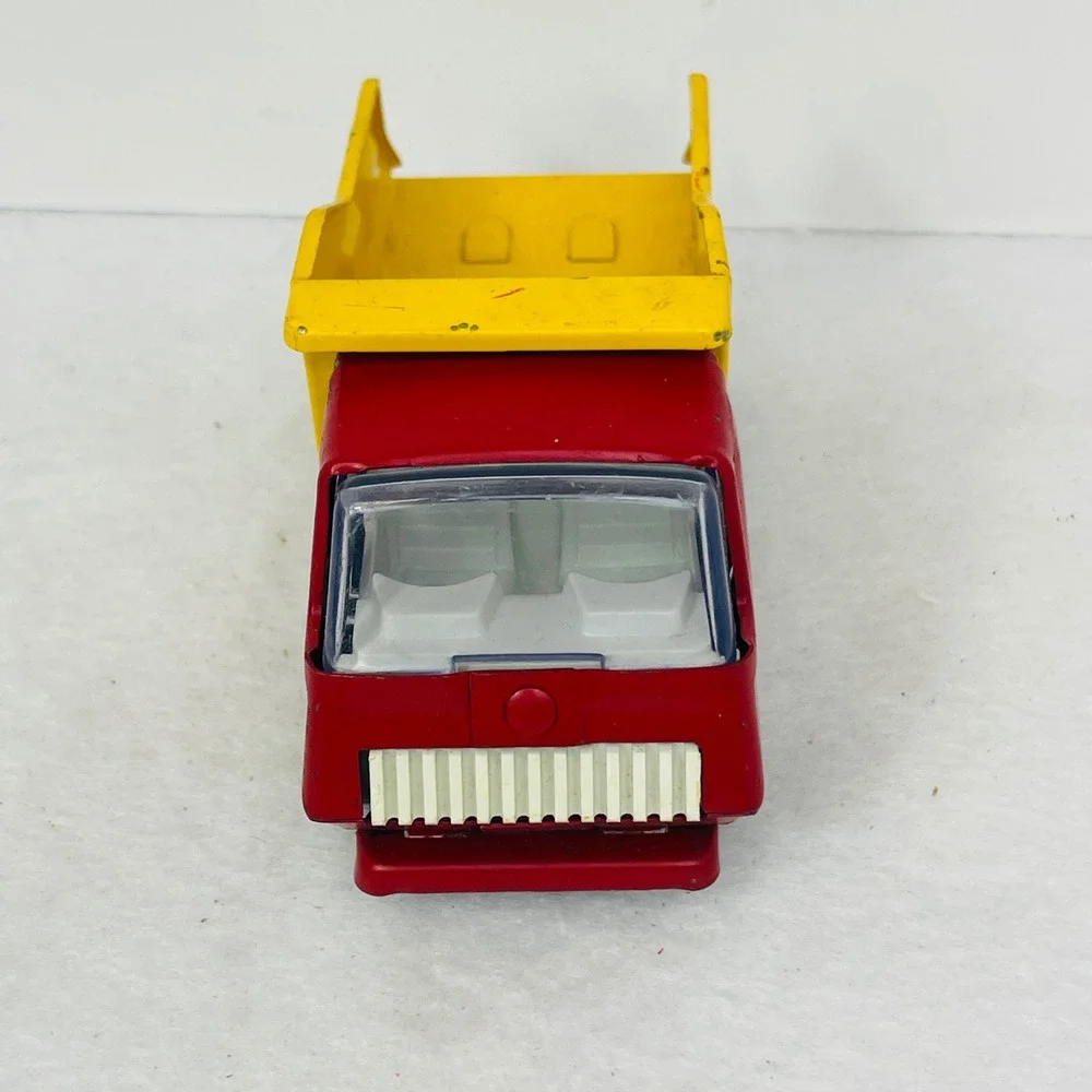 Vintage Tonka USA Red and Yellow Diecast Metal Mini Dump Truck Construction Toy
